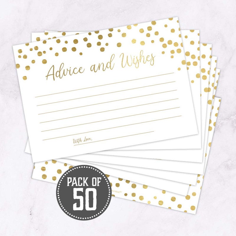 Hat Acrobat Set of 50 Gold Advice and Wishes Cards, Perfect for the Bride and Groom, New Mr and Mrs, Baby Shower, Bridal Shower, Wedding Shower, Reception, Graduation Party, Retirement Party, Anniversary - Image 4